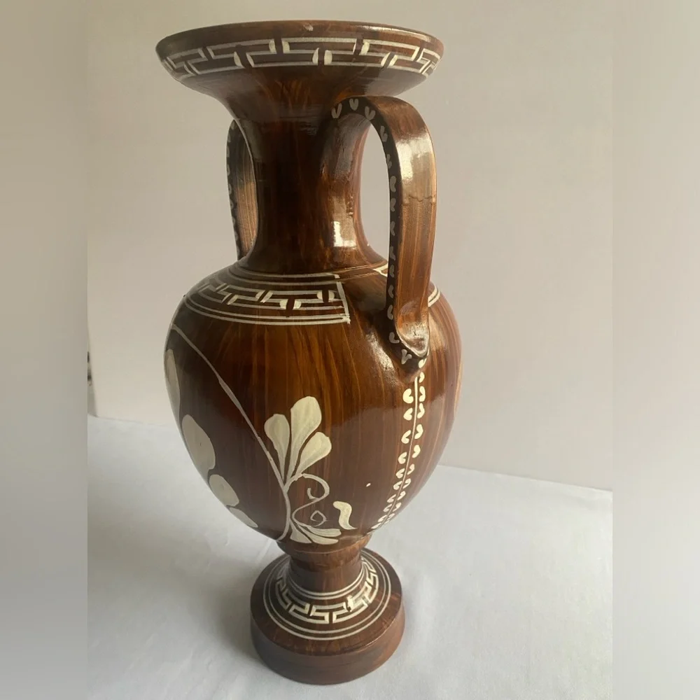 Vintage Style Mid-Century Greek‎ Style Clay Art Pottery  Amphora Shaped Vase 15